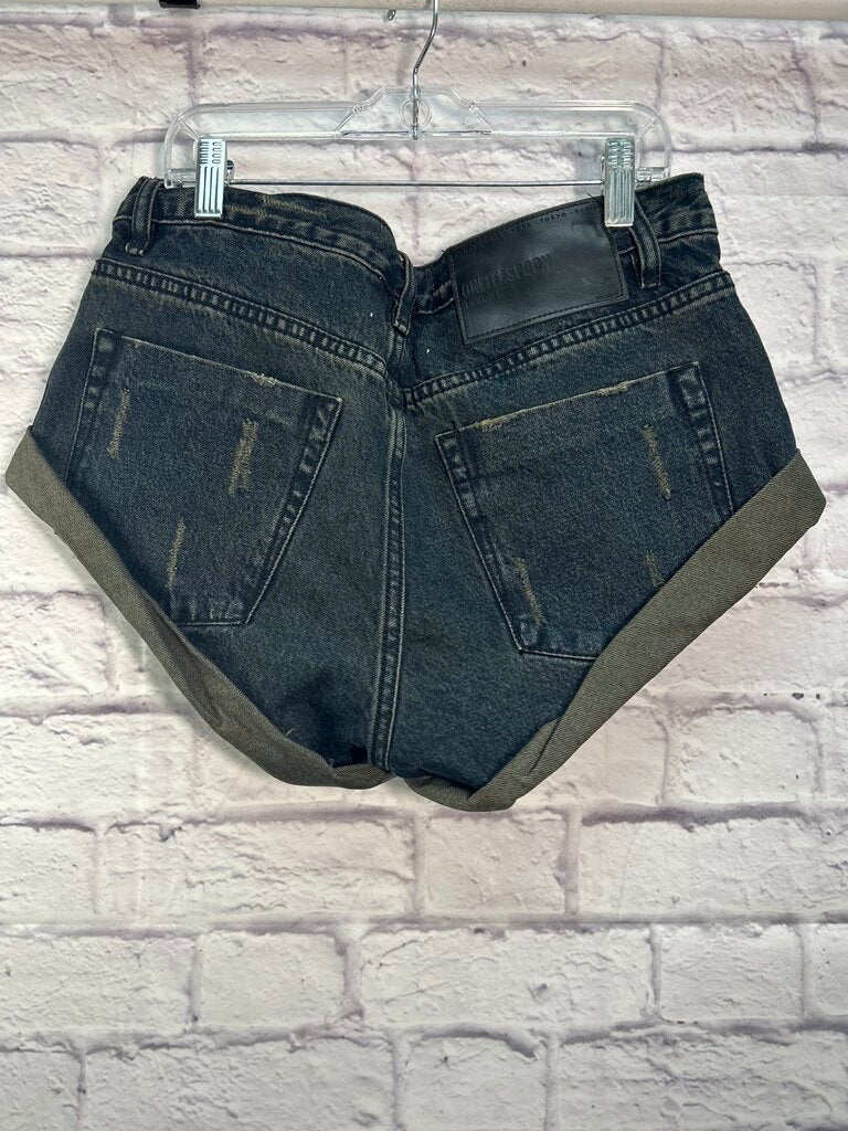 Women's One Teaspoon Bandits Shorts Black Denim Size 26/2