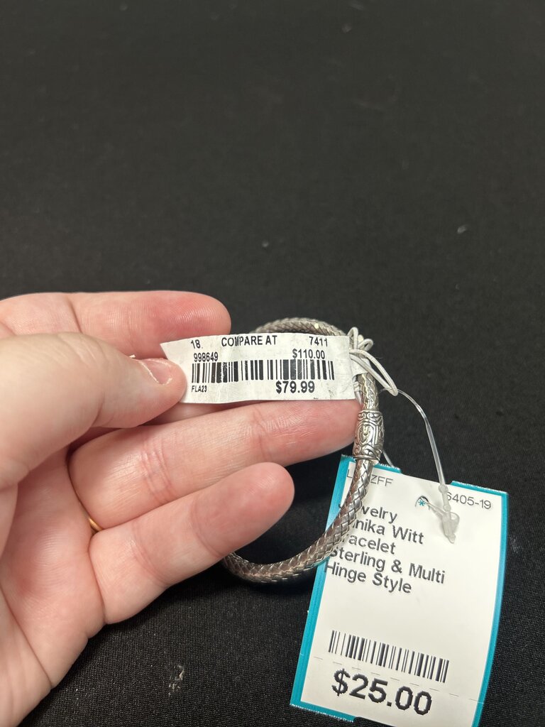 Annika Witt Hinge Style Bracelet Sterling Silver with Multicolor Stone