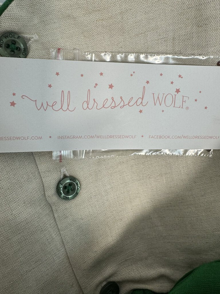 NWT Well Dressed Wolf Cream/Green Dress LS