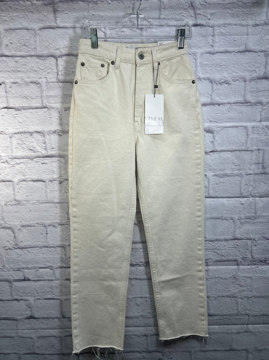 Women's Straight Jeans Cream Denim Size 0/XS