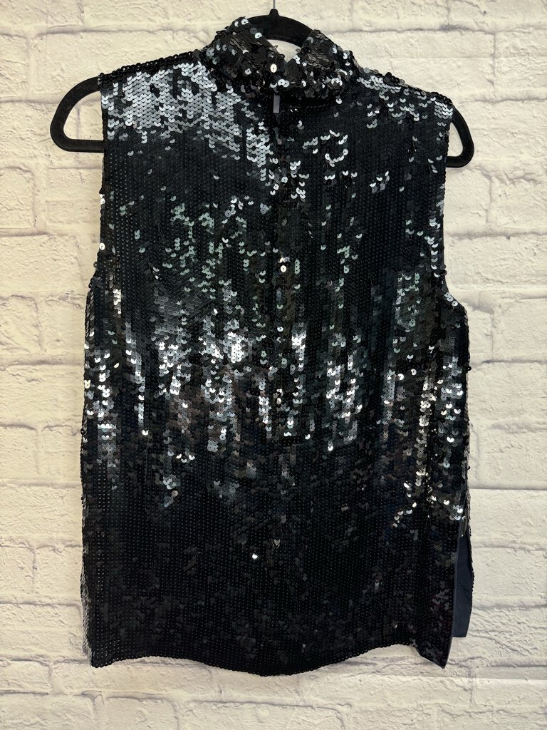 Tibi Sequin Navy Tank Top