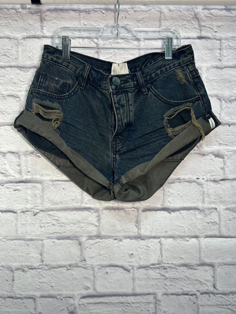Women's One Teaspoon Bandits Shorts Black Denim Size 26/2