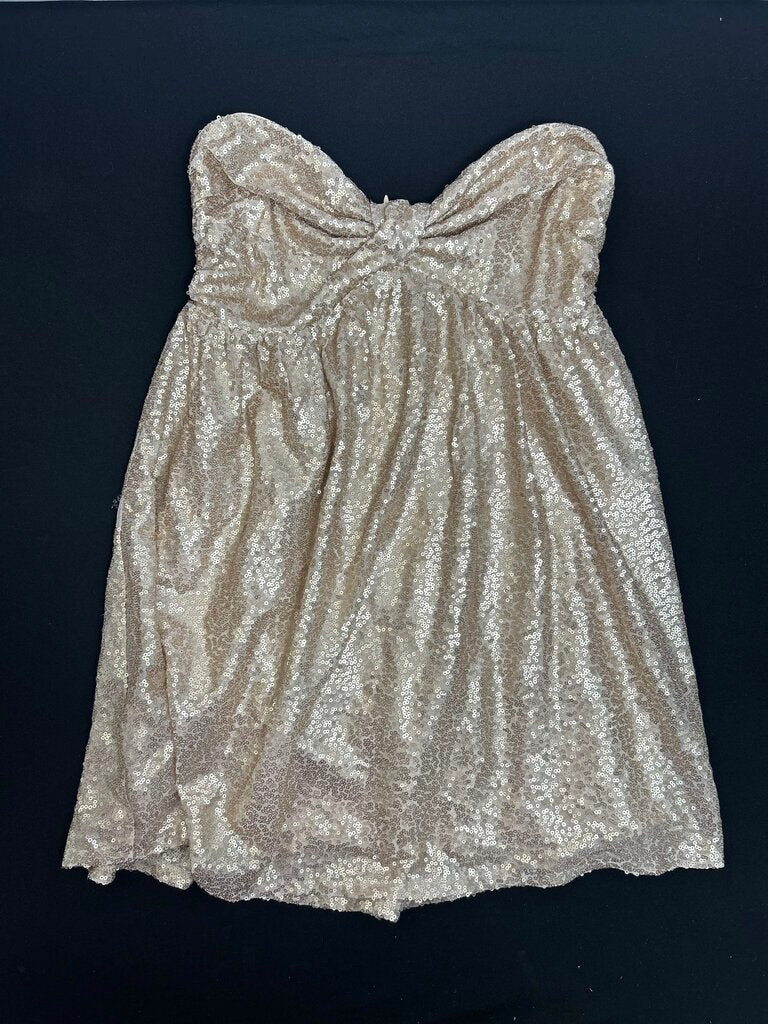 Women's Lucy in the Sky Strapless Mini Dress Gold Sequin Junior Small –  Lollipop Consignment Boutique