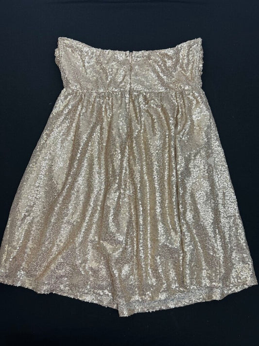 Women's Lucy in the Sky Strapless Mini Dress Gold Sequin Junior Small