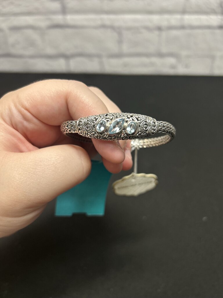 Annika Witt Sterling and Aqua Bracelet Push Clasp Size 7.5 inches