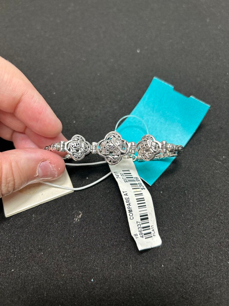 Annika Witt Sterling Three Elephant Bracelet with toggle clasp 7-7.5 inches