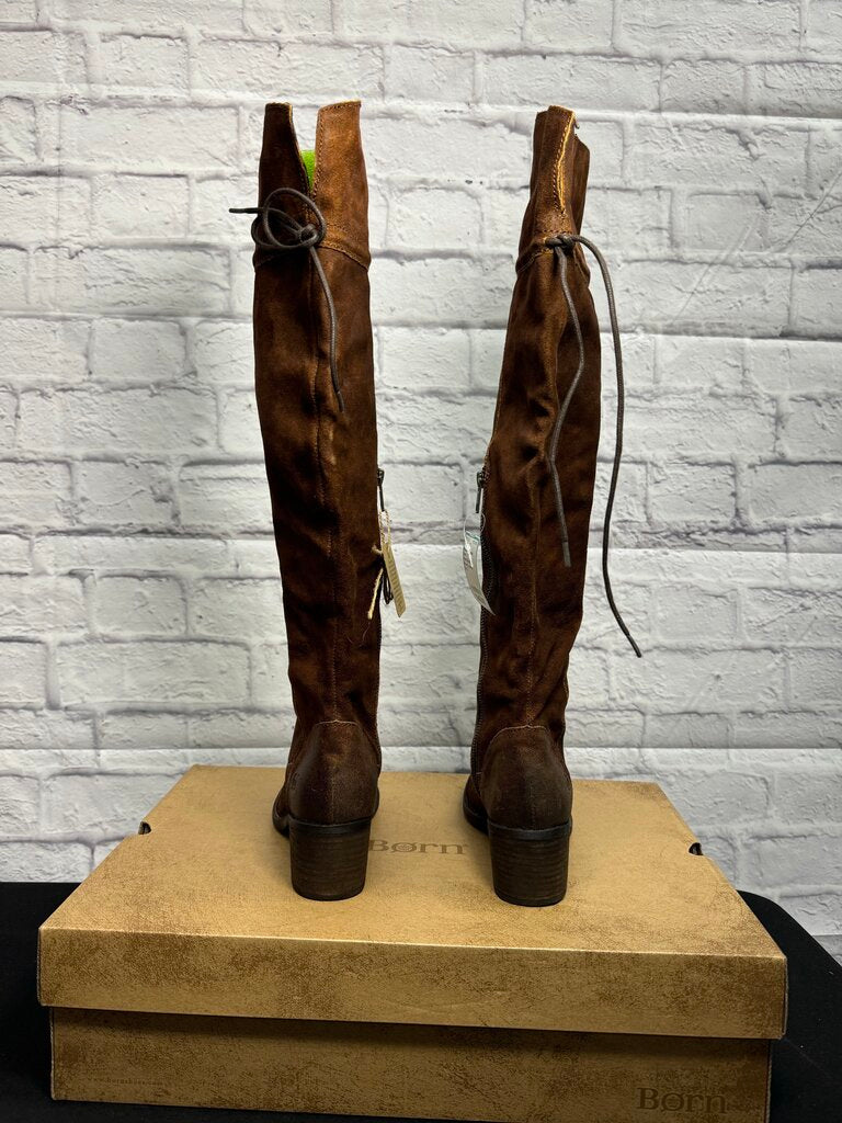 Born Brown Leather Gallinara Knee Boots