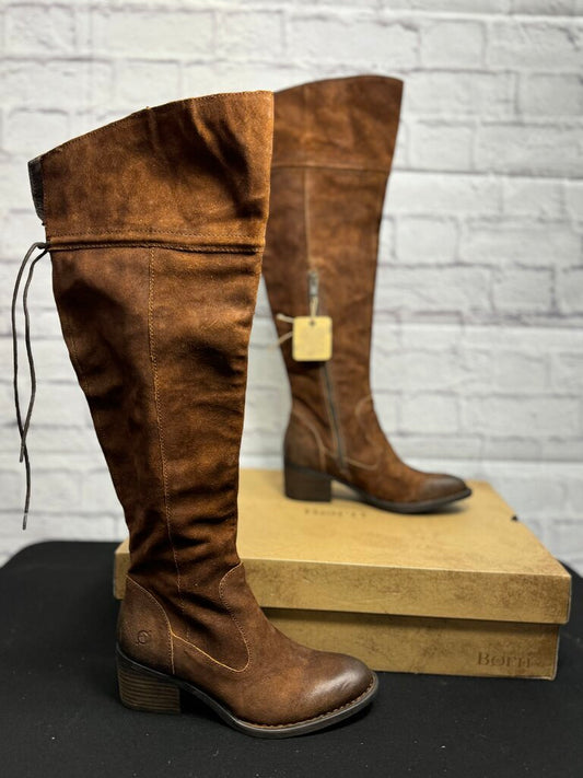 Born Brown Leather Gallinara Knee Boots