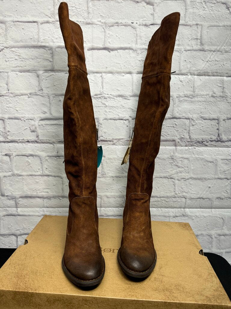 Born Brown Leather Gallinara Knee Boots