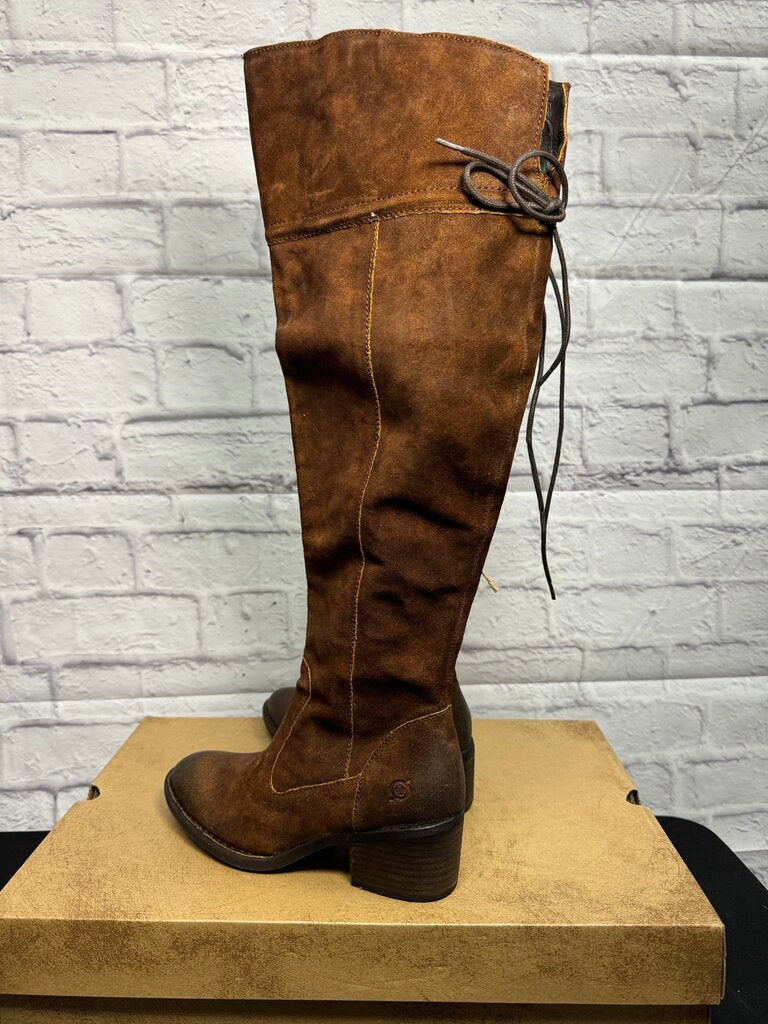 Born Brown Leather Gallinara Knee Boots