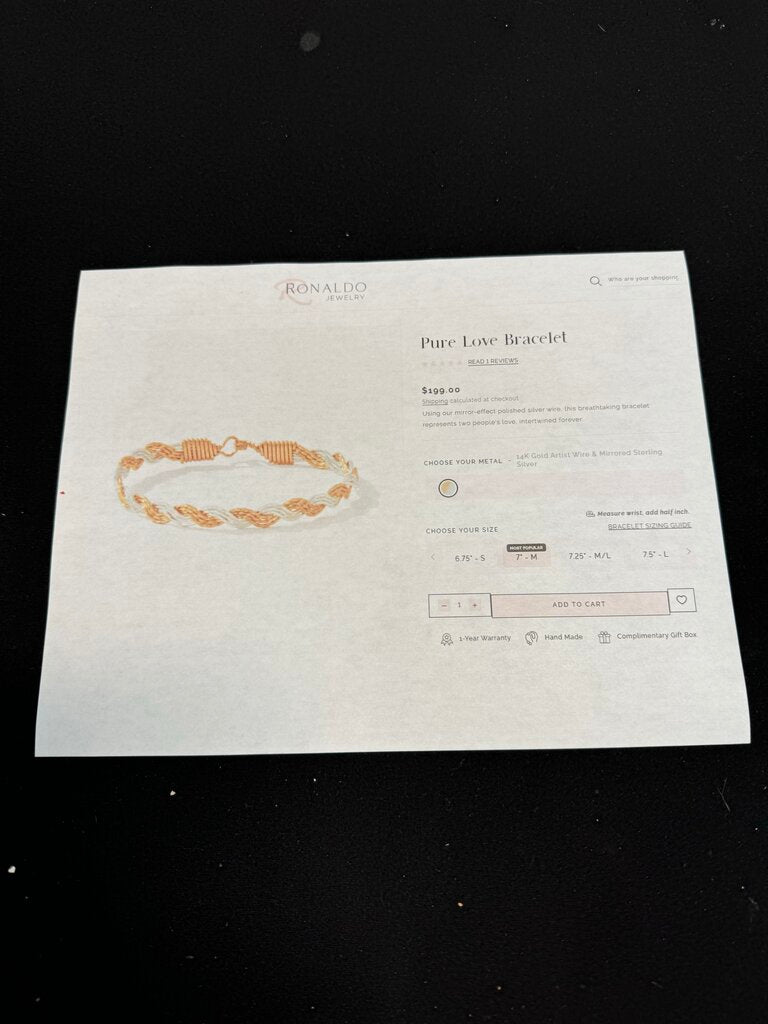 Ronaldo "Pure Love" 7" Bracelet
