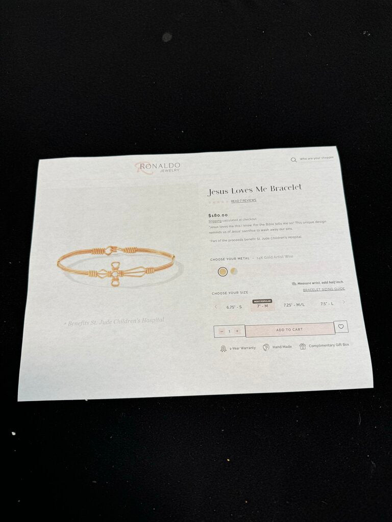 Ronaldo "Jesus Loves Me" Bracelet 7"