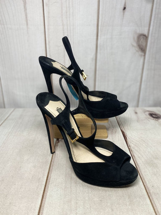 Prada Black Suede Slingback Stiletto Pumps EUC