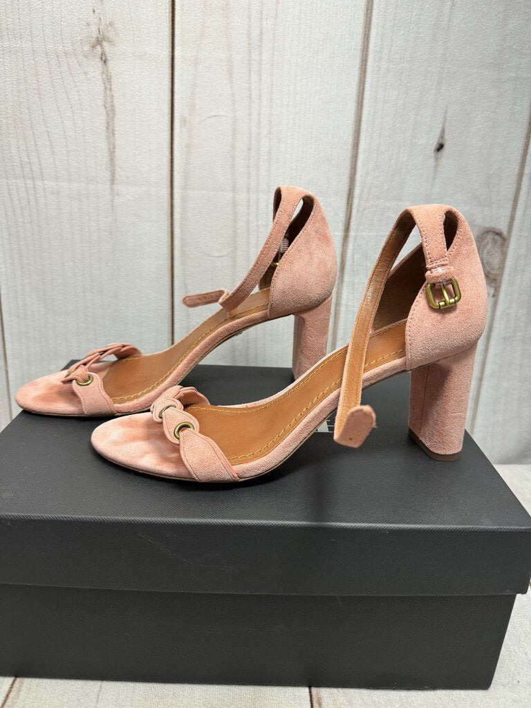 Coach Pink Peony Suede Link Heel Sandal