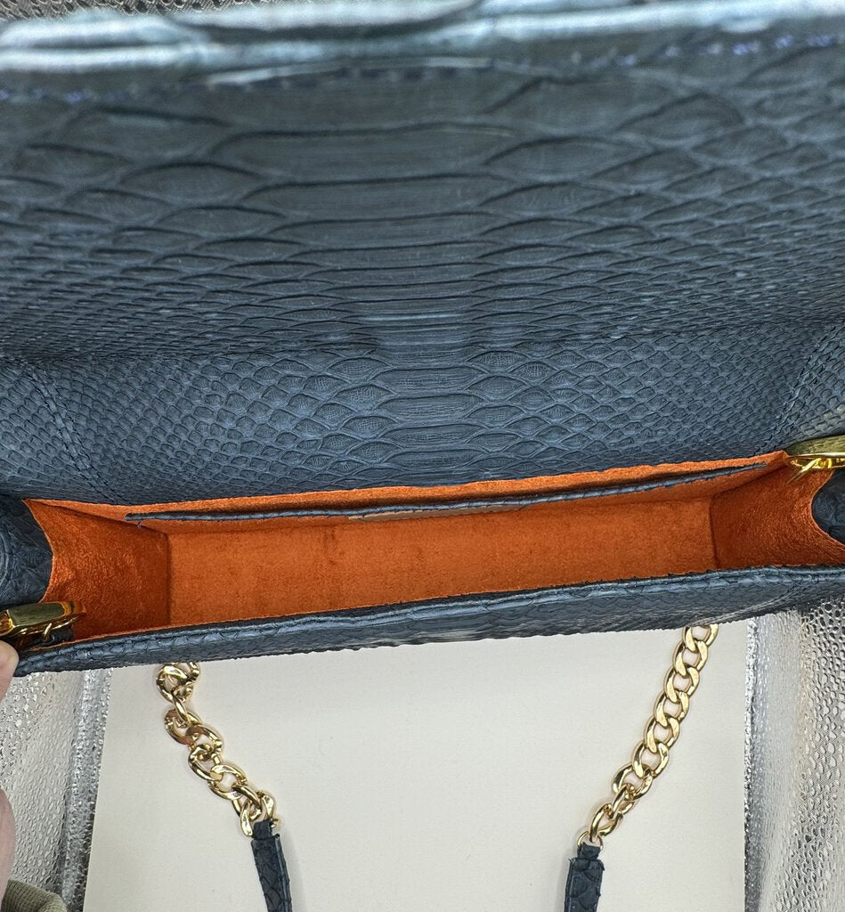 Taxidermy Python Harper Black Clutch