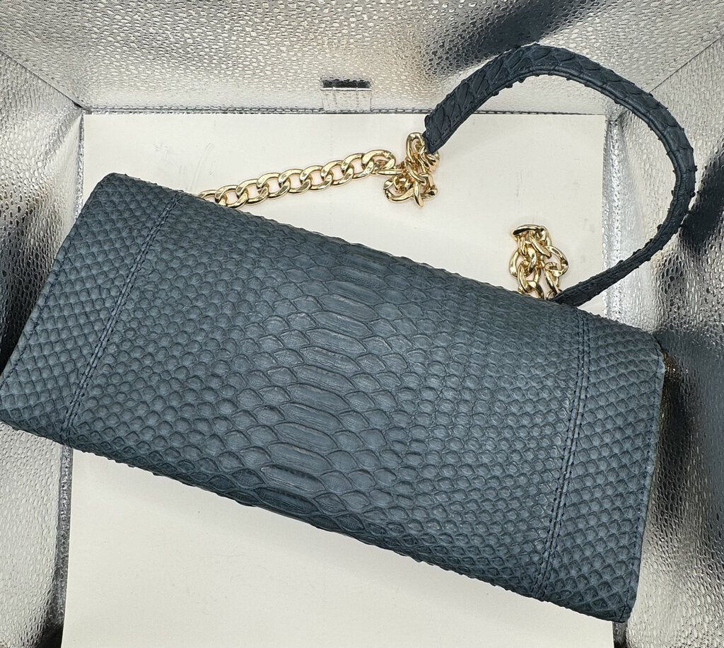 Taxidermy Python Harper Black Clutch