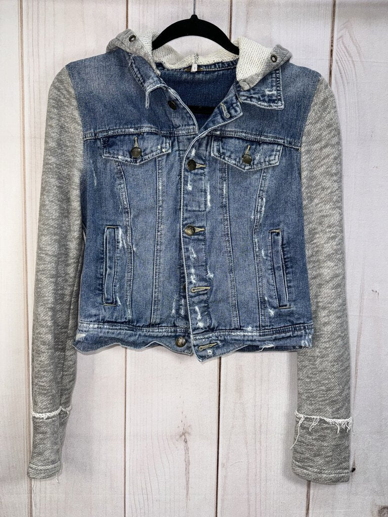 Free People Denim Hooded Jacket