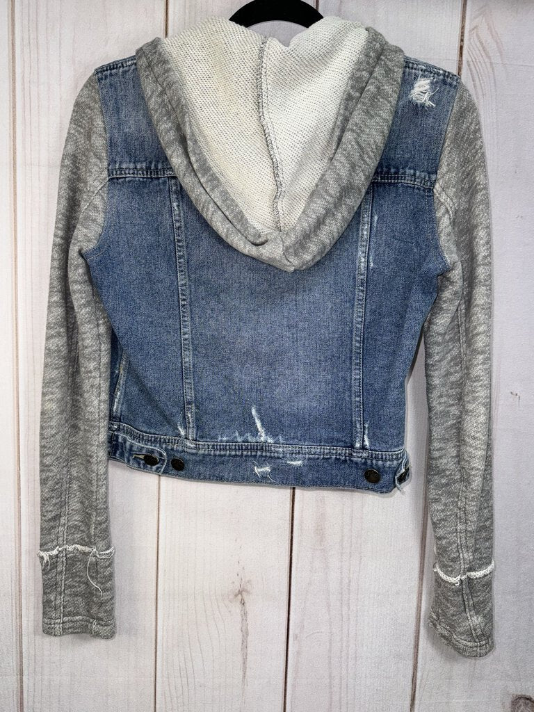 Free People Denim Hooded Jacket