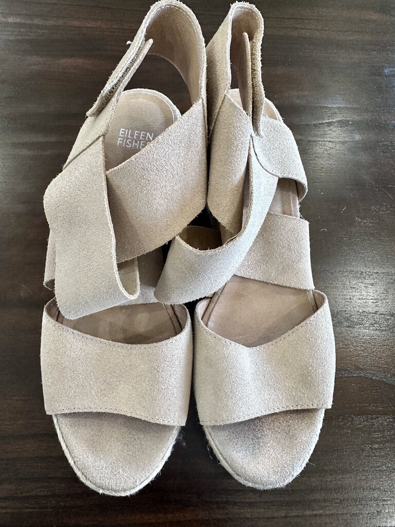 Eileen Fisher Suede Wedge Sandals Size 8 - Excellent Condition