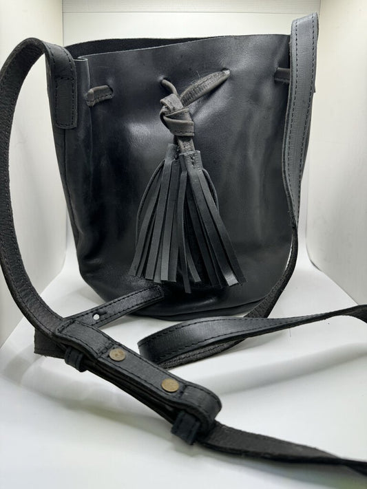 Black Leather ABLE Bucket Style Purse