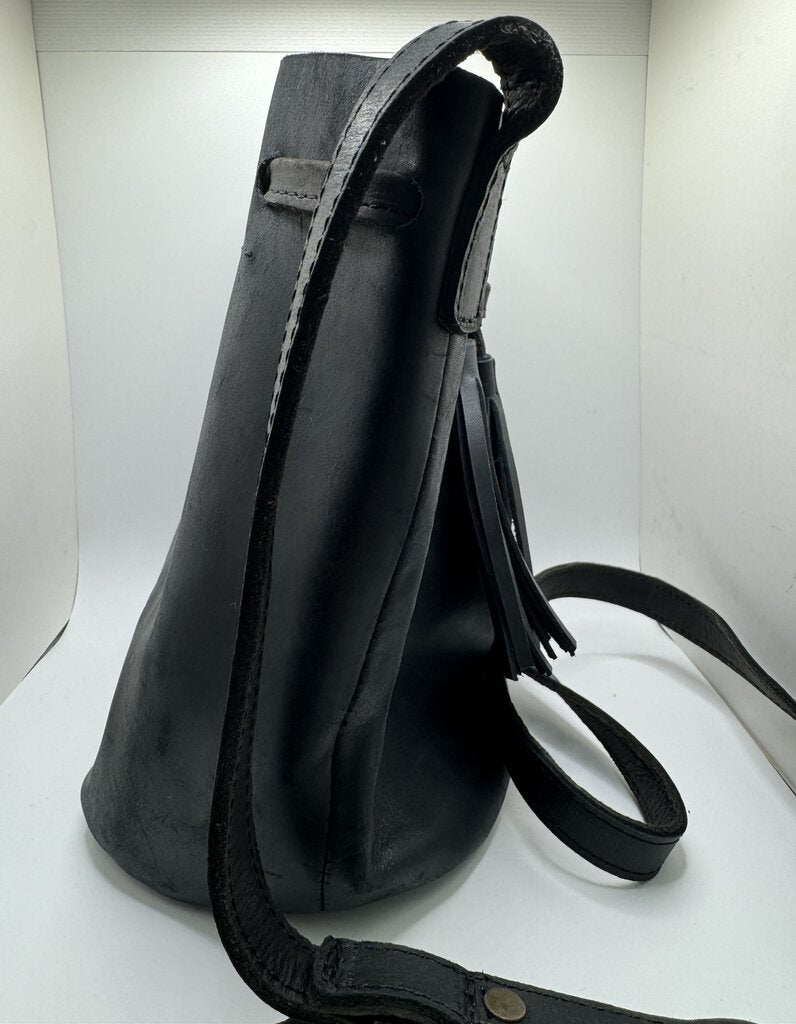 Black Leather ABLE Bucket Style Purse