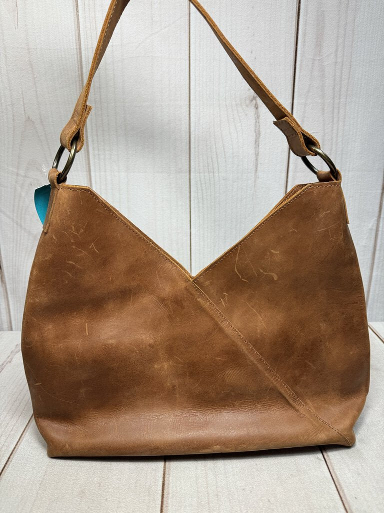 ABLE Handcrafted Tan Leather Purse - EUC