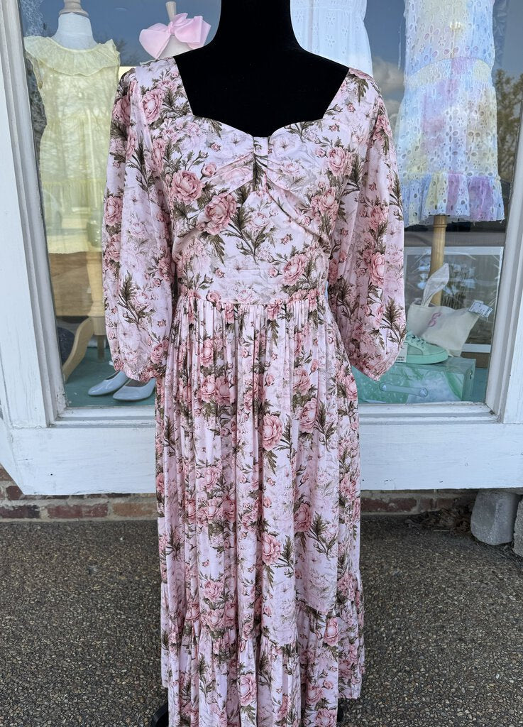 JessaKae Pink Floral Maxi Dress